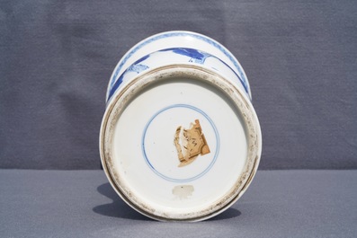 A Chinese blue and white 'deer and crane' yenyen vase, Kangxi